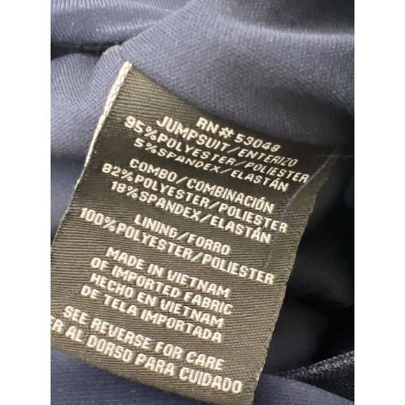 Nightway Navy Women Illusion-V Wide Leg Jumpsuit Size 10 - Picture 11 of 12